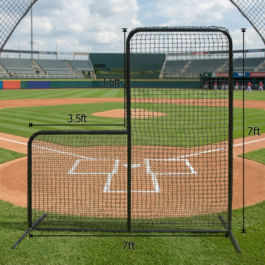 PROL - PRO-GOLD SERIES 7'x7' Pitcher's L-shaped Frame & Net/solid L Net- Black